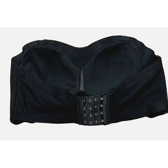 Black Bandeau Strapless XL Bra Padded Support Seamless Bralette Wireless Comfort - Picture 2 of 4